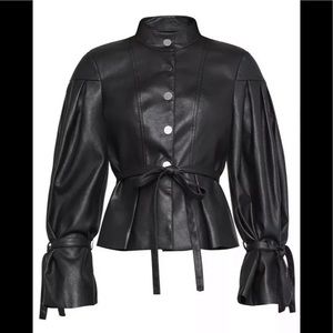 BcbgMaxAzria Faux Leather Puff Sleeve Jacket XS